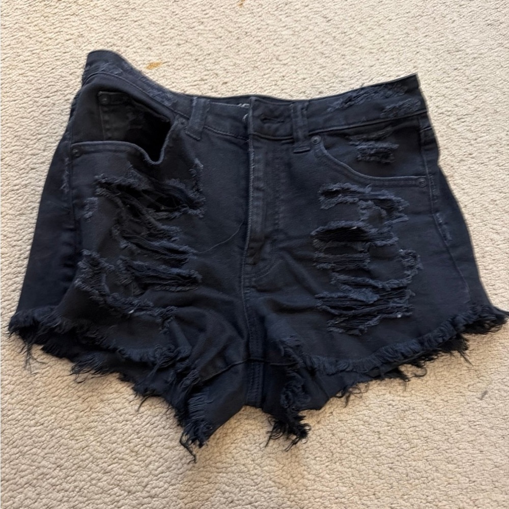 American Eagle Outfitters Black Ripped Jean Shorts